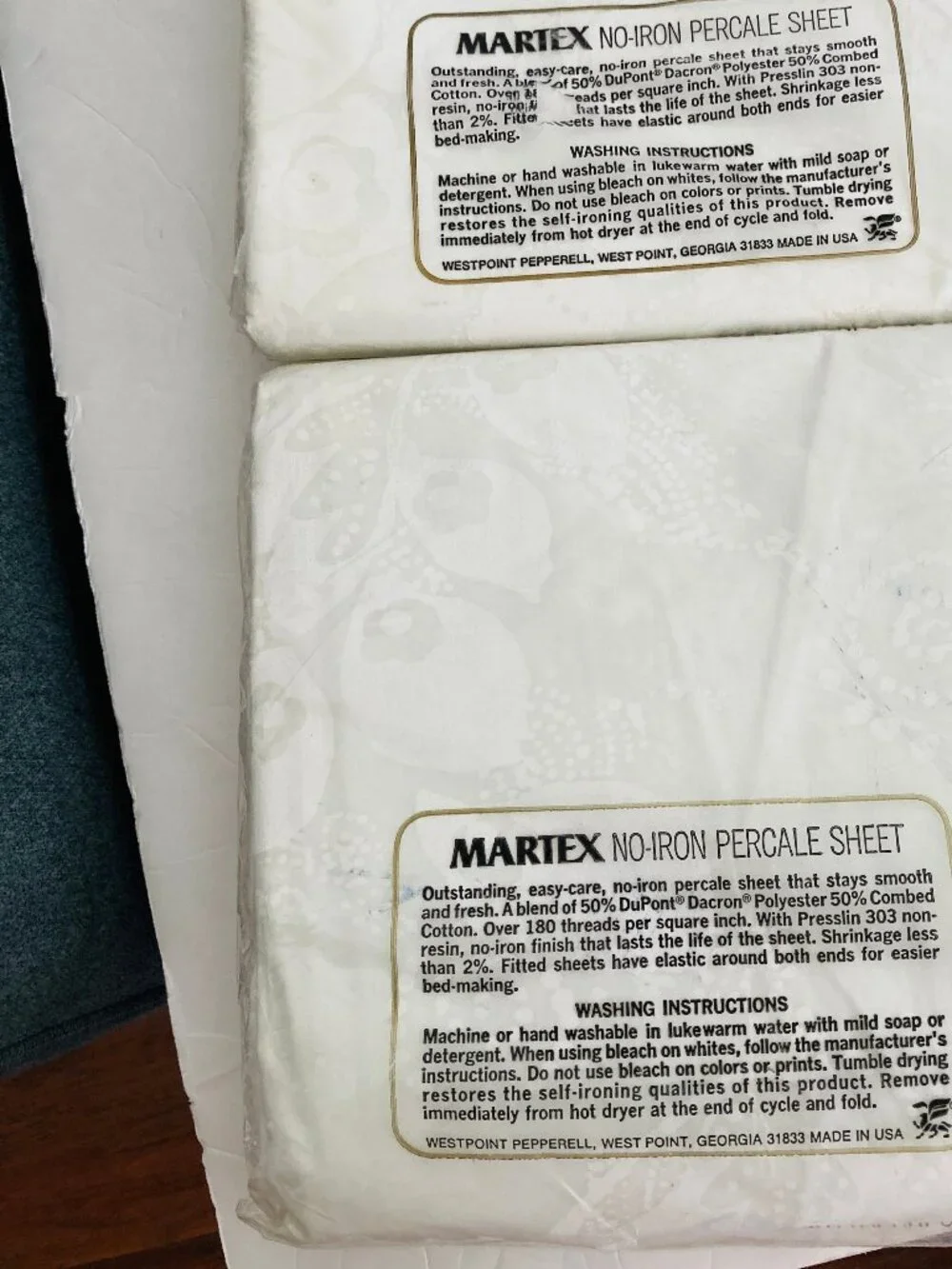 Martex Vintage Set of White Full Size Sheets New In Package